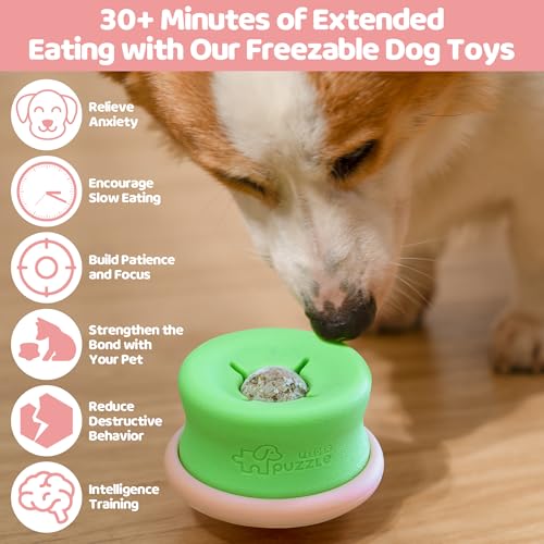 Puzzle Feeder Dog Puzzle Toys, Interactive Enrichment Dog Toys for Mental Stimulation, Slow Feeding, Treat Dispensing, and Freezable Fun to Keep Them Busy,Pink - color: Multicolour, size: Medium