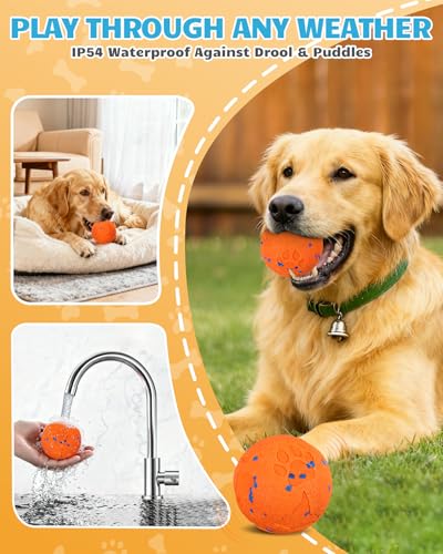 Interactive Dog Ball for Large Dogs, Self Moving Toy with Bouncing & Vibrating, 3.1" Chew-Resistant E-TPU, Indestructible, IPX7 Waterproof, Low Noise, Gift Bag,Dark Orange - color: Dark Orange
