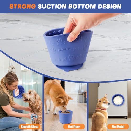Dog Slow Feeder Lick Bowl, Silicone Dog Bowl with Strong Suction, Blue - color: Blue