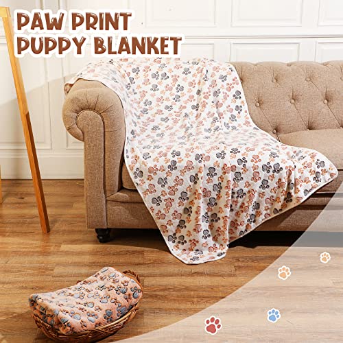 Tatuo 4 Pcs Fleece Dog Blankets for Puppy Cat, Mixed, 40 x 63 in, Paw - color: Mixed, size: 40 x 63 in