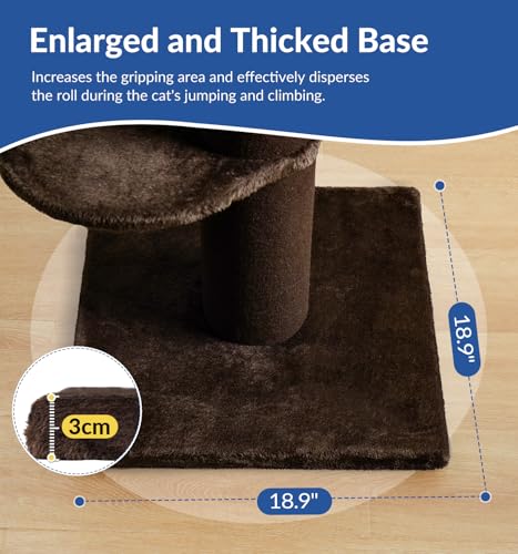 Cat Craft 43" Short Plush Cat Scratching Post with Perch & Bed, Brown - color: Chestnut