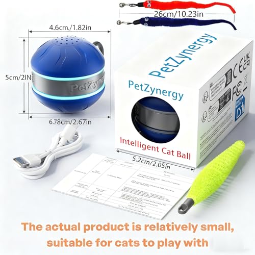 Interactive Cat Toy Ball Automatic Interactive Cat Toys for Indoor Cats with Birdsong 3 Tails 3 Modes Newly Upgraded Speedy 2.0 Tail Cat Toys for Kitten/Small/Medium/Large Cats to Keep Them Busy(Blue) - color: C01-Blue