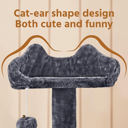 Yaheetech 62in Cat Tree with 2 Condos Sisal Scratching Post Sturdy Tower - color: Dark Gray, size: 62in