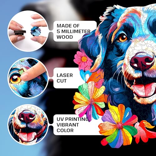 ESC WELT Wooden Dog Puzzle 200 Pieces - Captivating Mind Entertainment for Teens and Adults - Fun and Environmentally Friendly Toy - Challenging Jigsaw Game - Wooden Puzzle - color: Dog, size: 200 pcs