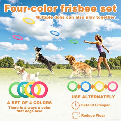 Dog Flying Disc, 4 Pack Dog Toy Gift Set for Medium & Large Dogs - size: 4PC