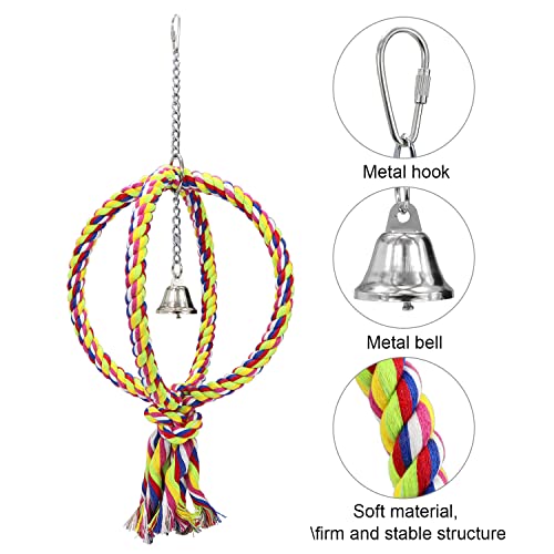 Litewoo Bird Swing Rope Perch Stand 2 Rings Toy for Parrots, L - color: Large