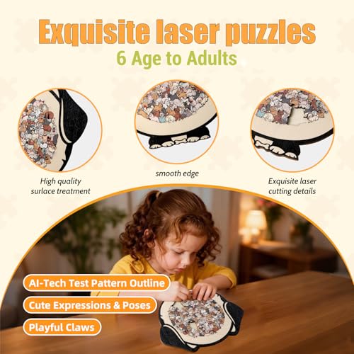 Dog Shaped Wooden Jigsaw Puzzle for Adult, 135 Pcs Wood Puzzle with Frame - color: Dog-morandi