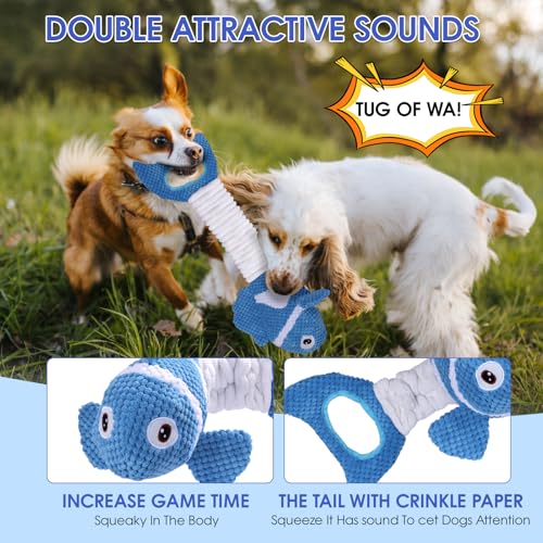 Squeaky Clownfish Dog Toy, Stretchable Plush Tug Toy, Blue - color: Blue