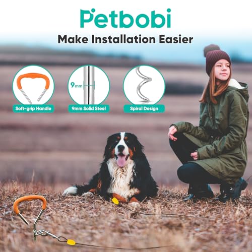 Petbobi Dog Tie Out Cable and Stake, 40ft Heavy Duty Dog Leads for Yard - color: Black, size: 40 ft (120 lbs)