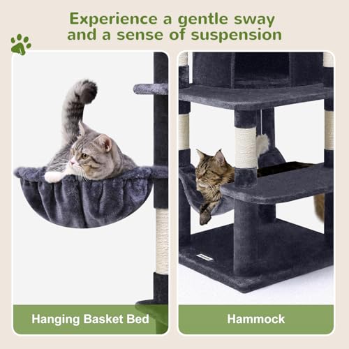 Globlazer 66in Corner Cat Tree Tower for Indoor Large Cats, C66, Dark Grey - color: Dark Gray, size: 66inch