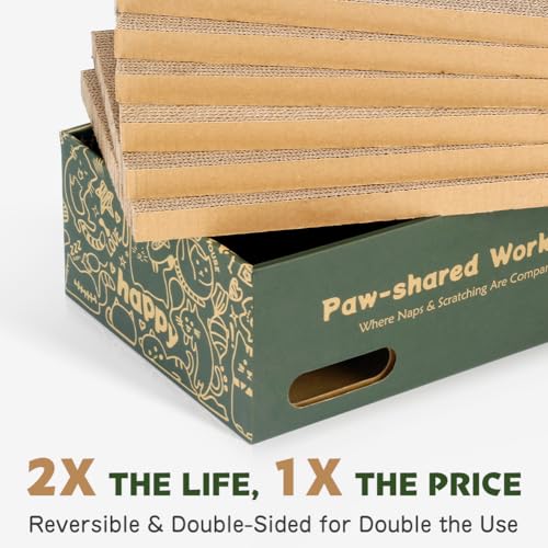 6 Pack Cat Scratch Pad with Nested Boxes, Space-Saving Cat Scratcher Set - size: Deluxe: 2 Nested Boxes, 6 Pads