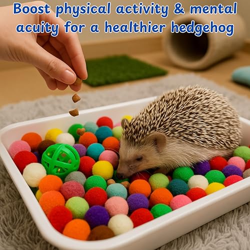 Dig-Box Tray For Hedgehog Cage With Ball Toy, Funny Dig-Box Tray Toys for Hedgehogs, Ball Bell Toy for Hamster Ferret Kitten Cat, Hedgehog Accessories, Small Animal Accessories (White, 8.4*5.9*1.6in) - color: White, size: Small