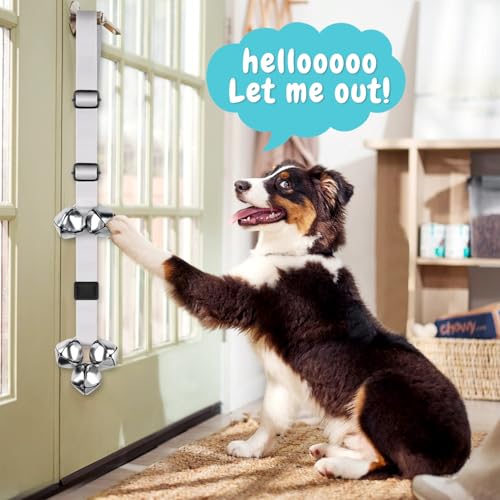 COOYOO Dog Doorbells, Adjustable Potty Training Dog Bells, Upgraded for Training Your Puppy The Easy Way, Premium Quality Housetraining Hanging Bell-5 Extra Large Loud 1.5 DoorBells - color: 05-Grey