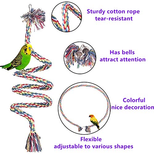 Litewoo 3PC Bird Perch Set Cage Rope Swing Climbing Toy for Parrot