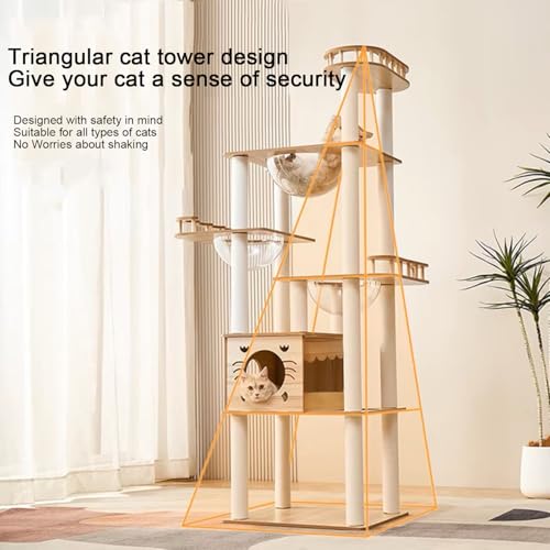 Yinanroa 73-Inch Cat Tower for Multiple Cats, Cat Tower for Large Cats, Slim, Stable, Freestanding, Popular,Prevents Cats from Falling, Space Saving, Wooden Cat Tree. 20lb (8782) - size: 8782