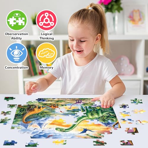 100 Piece Puzzles for Kids Ages 4-6 6-8 8-10 Year Old - color: Dinosaurs