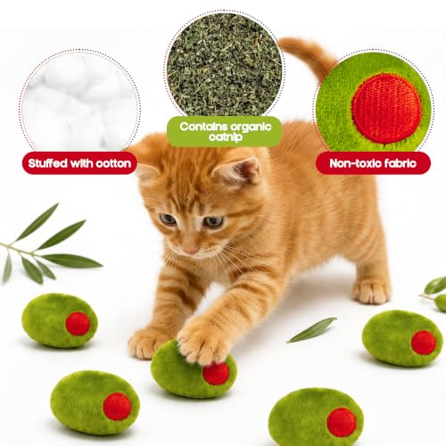 5Pcs Olive Catnip Crinkle Paper Sound Toys for Cat, Catmint Cat Toy Gift - style: Olive (with Crinkle Paper)