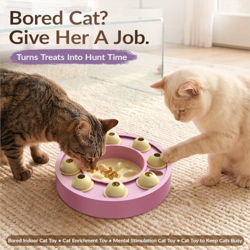 KADTC Cat Puzzle Toy, Slow Feeder, Interactive Enrichment for Indoor Cats - color: purple