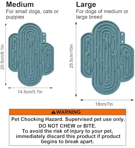 OHMO Large Lick Mat for Dogs&Cats, Cactus Shape, 2pcs, Dark&Light Blue - color: Dark Blue+Light Blue, size: 9.9"L x 9.9"W