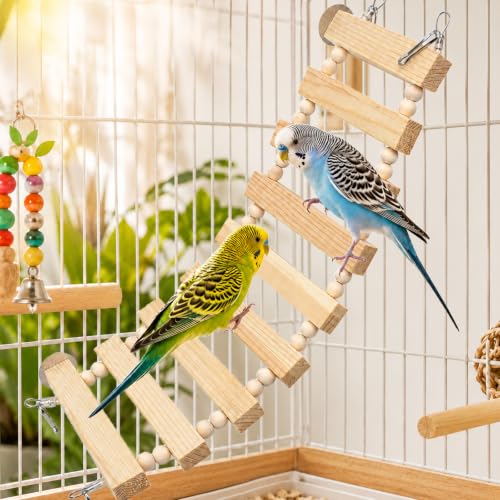 Bird Square Wooden Ladder Perch for Cage Parrot Climbing Toy