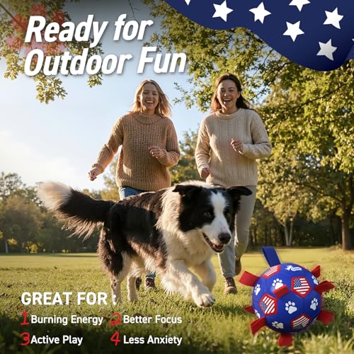 QDAN Dog Toys Soccer Ball with Straps, 8 Inch Dog Balls for Large Dogs - color: Flag, size: 8 Inch