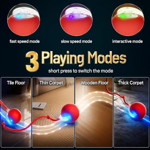Durable Interactive Cat Toys for Indoor Cats, Dog Toys Ball, Rolling Pet Ball, Smart Automatic Cat Chase Balls Toy, Interactive Dog Toys Speedy Tail,Kitten & Cat Toys Interactive (Purple) - color: PURPLE