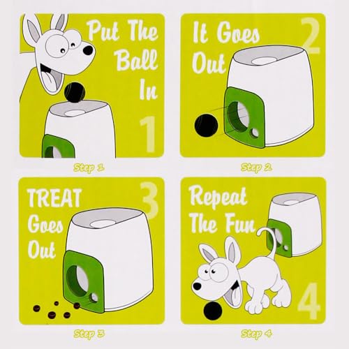 Automatic Dog Ball Launcher for Dogs, Interactive Food Reward Ball for Dogs - color: Fresh white and green color scheme