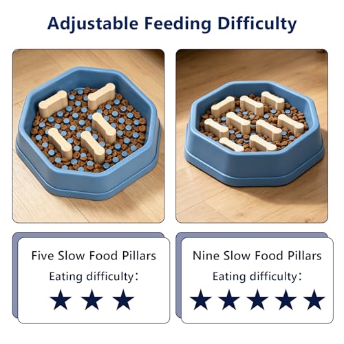 Slow Feeder Bowl with Removable Pegs for Small and Medium Dogs and Cats - color: Blue