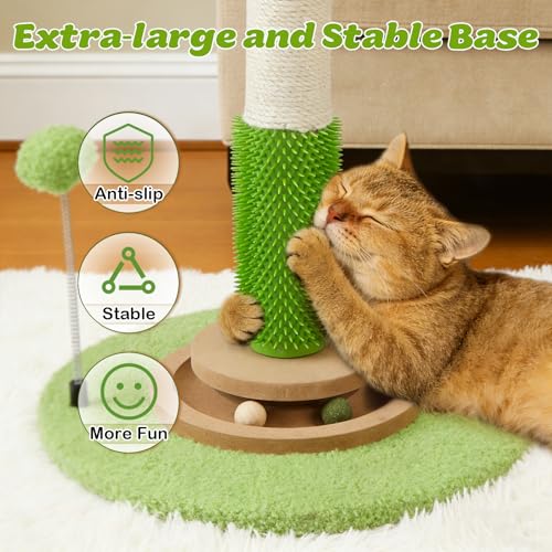 38" Tall Sisal Cat Scratching Post with Stable Base for Indoor Adult Cats - size: 38 Inch Tall
