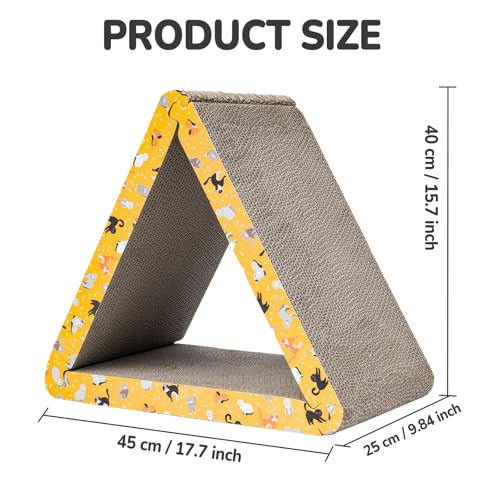 Cat Scratcher, Cat Scratching Board - Foldable Triangle 6-Sided Cardboard - color: Orange