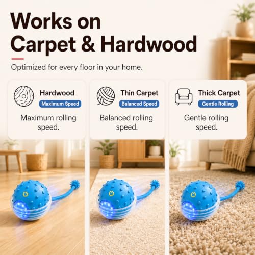 Interactive Rolling Cat Ball, Motion Activated Automatic Cat Toy - color: Blue