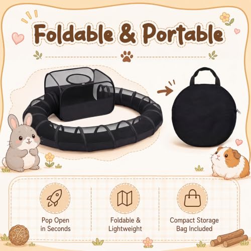 Lewtemi Large Guinea Pig Playpen with Tunnel Ferret Playpen with Carry Bag