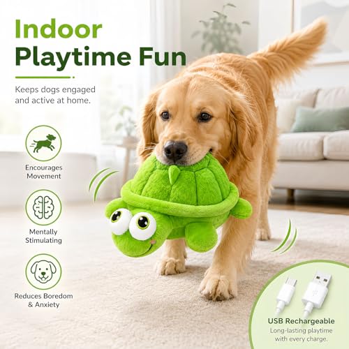 Interactive Dog Toys, Moving Turtle Dog Toy, Rechargeable Bouncing Ball Toy - color: Turtle