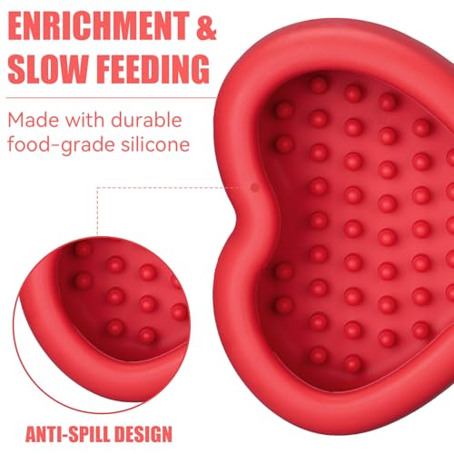 Lick Mat for Dogs, Animire Anti-Spilled Bow Tie Lick Bowls for Anxiety Relief, Silicone Slow Feeder Licking Pad with Suction Cups, Freezeable Dog Enrichment Toy for Boredom and Distraction(Red,S) - color: A-Red, size: S