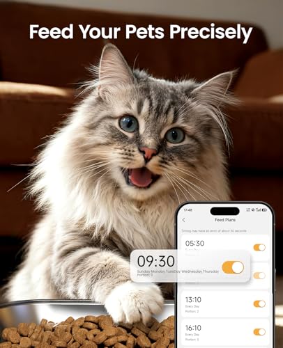 oneisall 5G WiFi Automatic Cat Feeder for 2 Cats, App Control, 20 Cups/5L - color: Black
