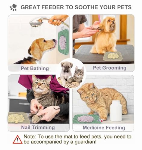 Licking Mat for Dogs & Cats with Suction Cups, 1 Pack Square Dog Slow Feeder Lick Pat for Anxiety Relief and Boredom, Dog Toys to Keep Them Busy, Pets Grooming Training Bathing Mat - color: Beige