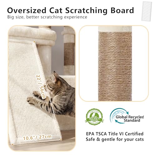 Heybly Cat Tree 72.4-Inch Anti-Tip Cat Tower with Spacious Perches HCT060MJ - color: Beige