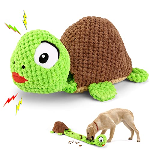 Letsmeet Dog Squeak Toys Dogs Enrichment Treat Dispensing Puzzle Toys Interactive Dog Toys for Large Medium Small Dogs - style: Turtle