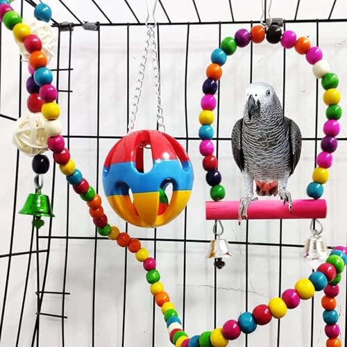 Bird Swing Standing Chewing Training Hanging Toy Hammock Climbing Ladder Drawbridge Birdie Perches Platform for Conure,Cockatiel,Mynah,Love Birds,Finches,Budgerigar,Pigeon - size: 5pcs