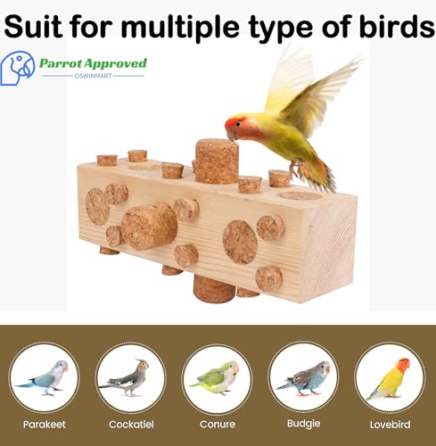 36pcs+18pcs Spares Soft Corks with Parrot Chewing Toy Cage Perch Pine Wood Foraging Smart Toy for Small to Regular Size Parrot Cockatiel Birds - size: MODEL-A