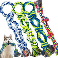 Rocfish [4 Pack] Dog Rope Toys for Aggressive Chewers, Nearly Indestructible Tug of War Toys for Large & Medium Dogs, 100% Cotton, Teeth Cleaning Chew Rope, Heavy Duty Tug of War Dog Toy for Boredom - size: 4 Pack - Dog Rope