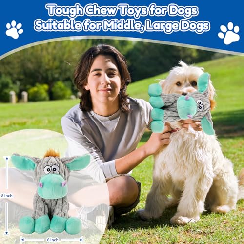 loncoldy Dog Toys, Interactive Dog Squeaky Toys, Tough Crinkle Stuffed Animal Chew Toy for Medium, Small, Puppy Breeds, Plush Toy to Keep Them Busy, Pet Toys for Dogs - color: lake blue
