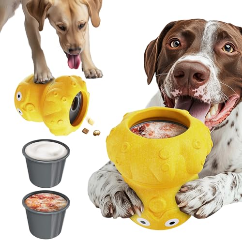 Wortade 3-in-1 Treat-Dispensing Dog Puzzle Toy and Slow Feeder, Yellow