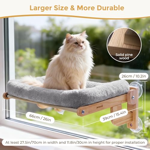Pecute Cat Window Hammock Foldable, Cat Bed with Soft Cushion Grey, 26" L - color: Grey
