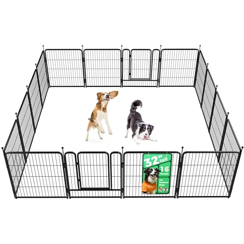 FXW Rollick Dog Playpen, Indoor, Yard & RV Camping, 32" H, 16 Panels - color: Black, size: 32"H