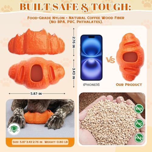 2 pcs Aggressive Chew Toys for Large Dogs, Anxiety Relief for Dogs Toy, Dog Frozen Treat Toy, Indestructible Chew Toys for National Pet Day Gifts Peanut Butter Reduces Anxiety - color: 2 Packs Croissants