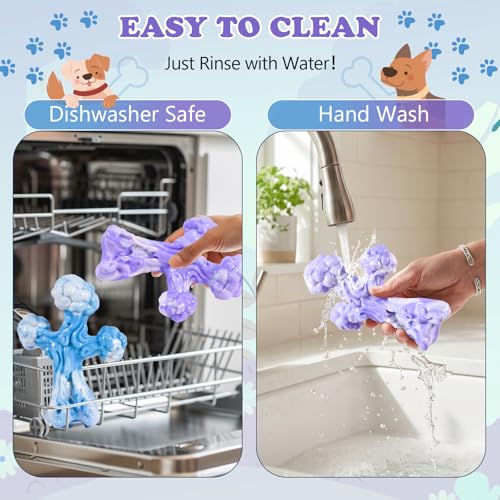2Pack TreeBone Indestructible Dog Chew Toys for Aggressive Chewers - color: LightBluePurple