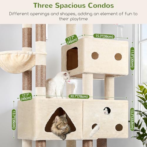 Globlazer Extra Large Cat Tower for Big Cats 20 lbs, 81in, F81, Beige - color: Beige