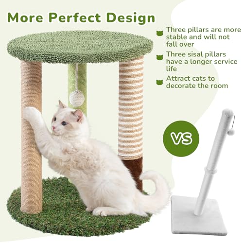 Woochpet Cat Scratching Post Small Cat Tree Tower with Soft Cat Bed for Cat - color: 3-Posts, size: 17 IN
