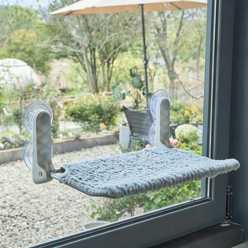 AIWIKIDE Cat Window Perch, Easy Install Bracket, Portable Wall Hammock for Indoor Cat, Light Blue - color: Light Blue, size: Cover - 1 Piece